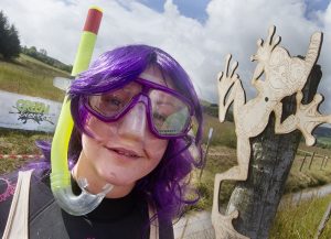 A female competitor in the World Bog Snorkelling Championship