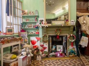 Shades of Green fabric and crafts shop interior in Llanwrtyd Wells