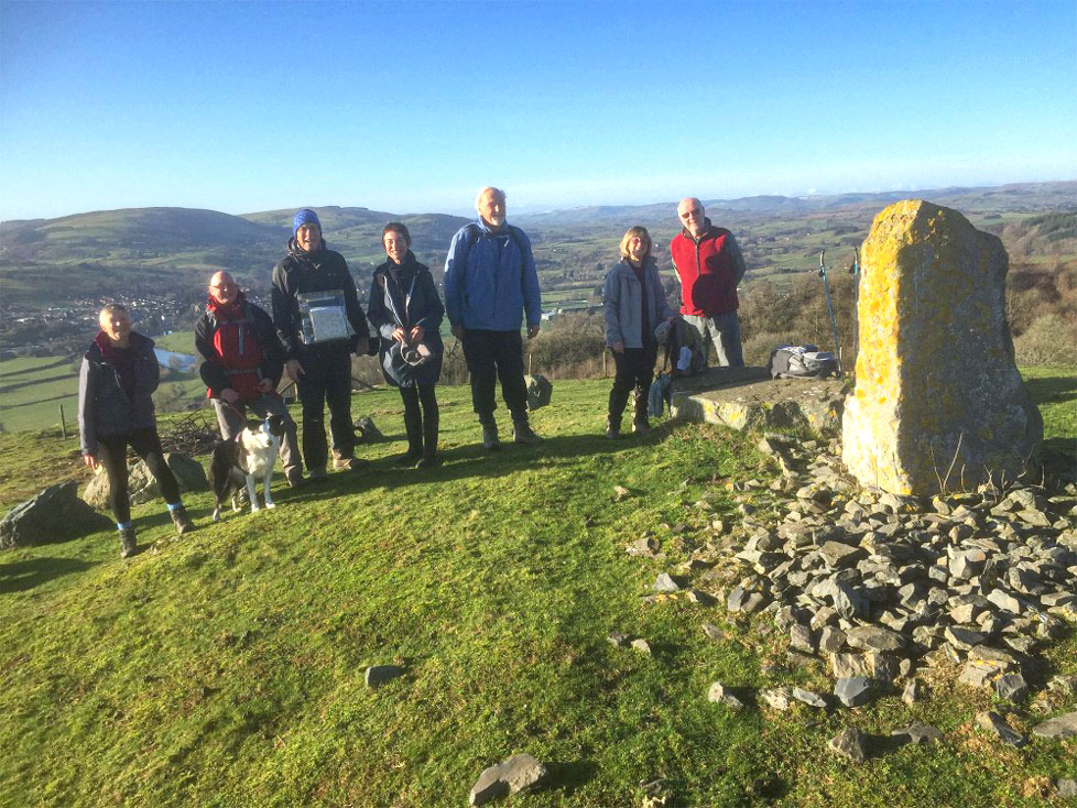 Wednesday walking group at the standing stone above Builth Wells.