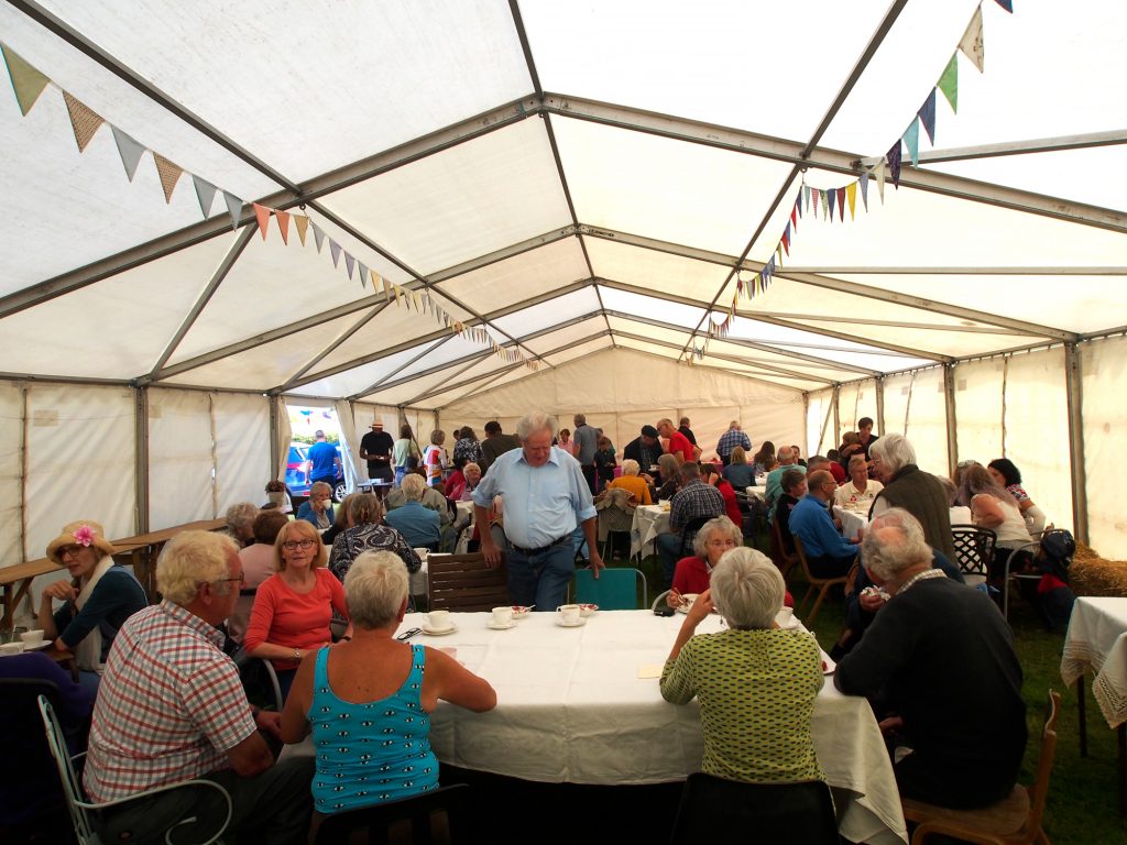 A Strawberry Tea is held in a marquee at the Llanwrtyd Show.