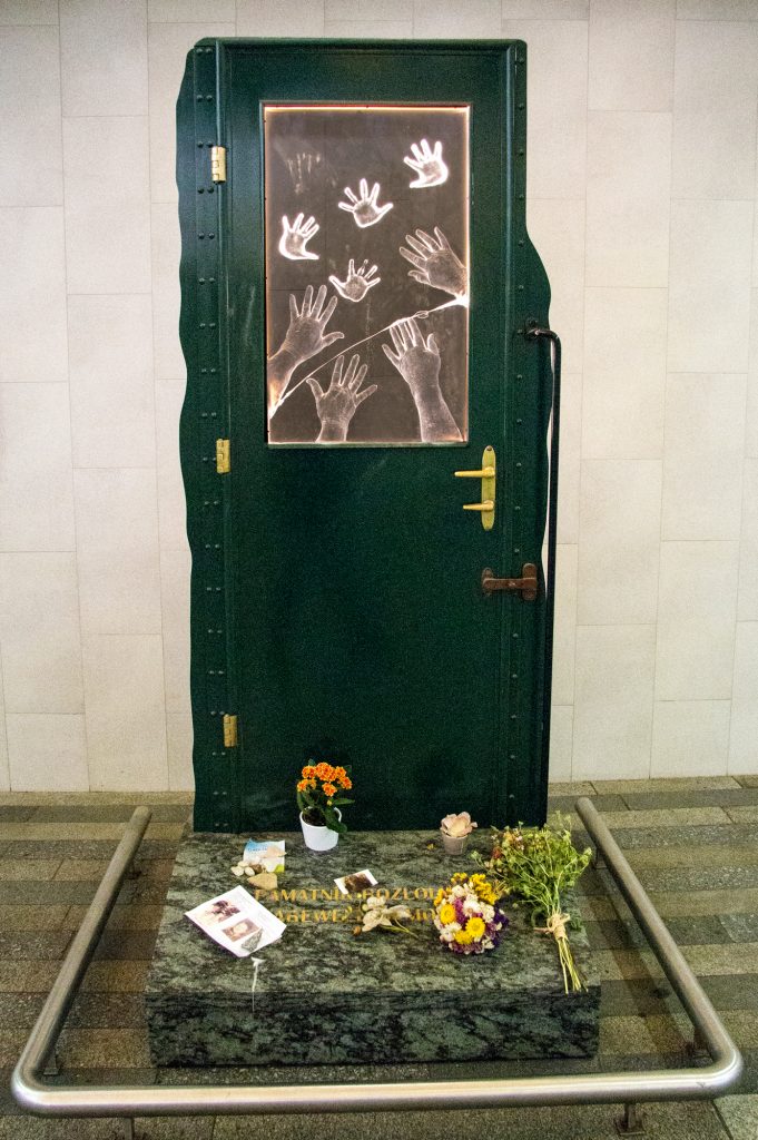 Showing Kinder Transport Memorial in Prague Main Railway station.