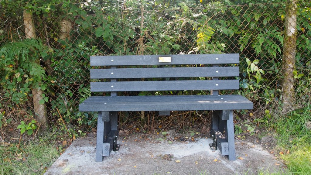 The Shane Davies Memorial Seat at St david's Church, llanwrtyd.