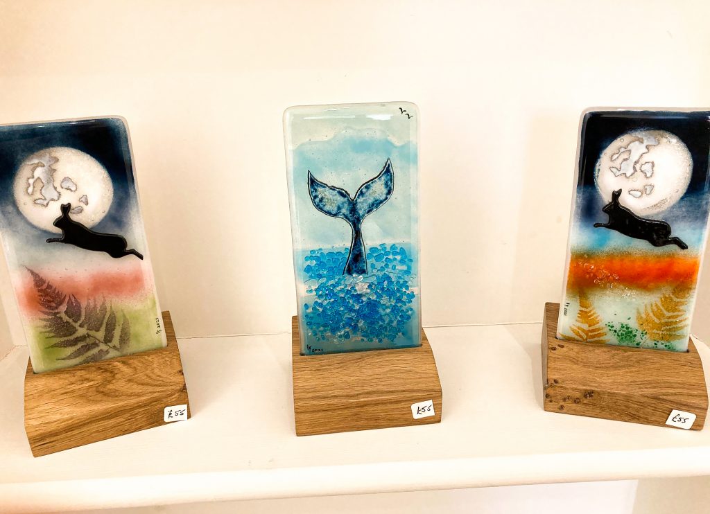 Glass art work at the Heritage centre, Llanwrtyd Wells