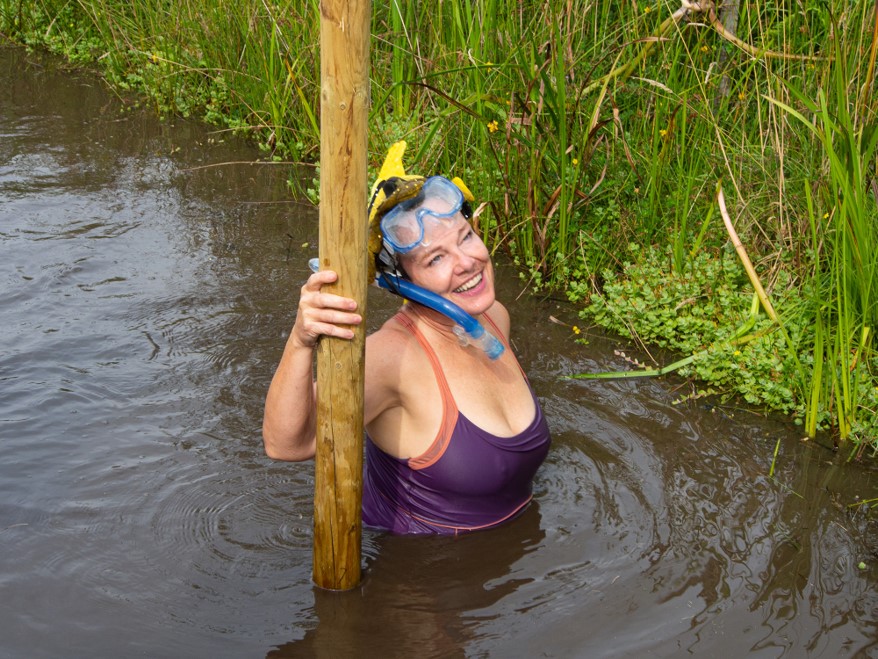 Woman in the bog after finish snorkeling